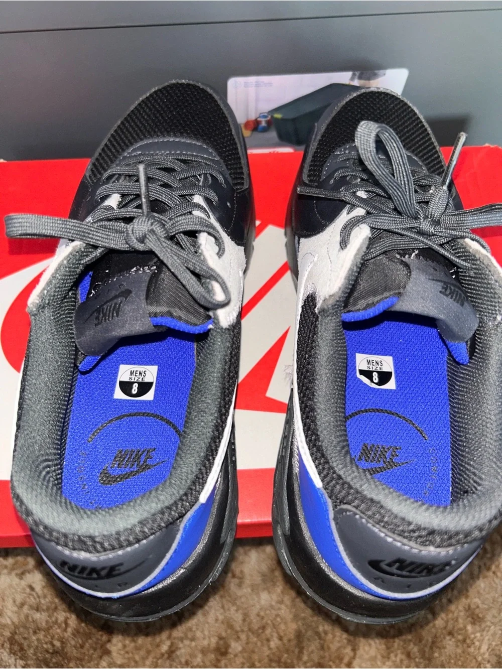 Nike Air Max Black, White & Blue Athletic Sneakers